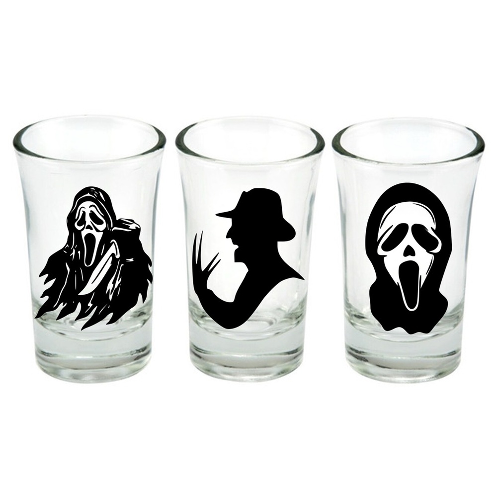 Horror Themed Shot Glasses - Set of 3
